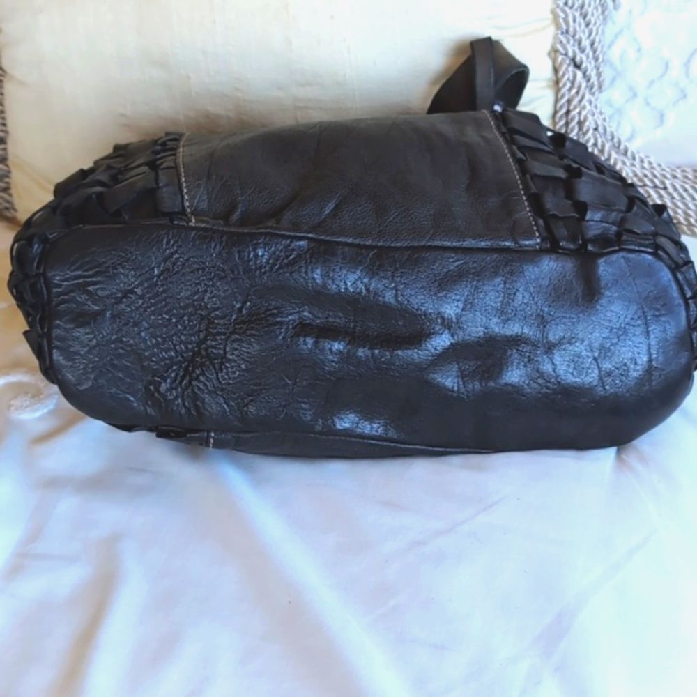 Black Basket Weave 🖤Leather Hobo Bag -Gidigio Italian Made - Picture 7 of 16